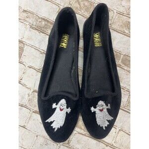 Black Ghost Embroidered Flats vintage